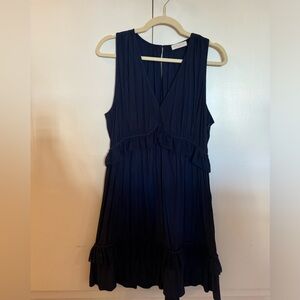 Ramy Brook Navy Blue Short Silk Dress